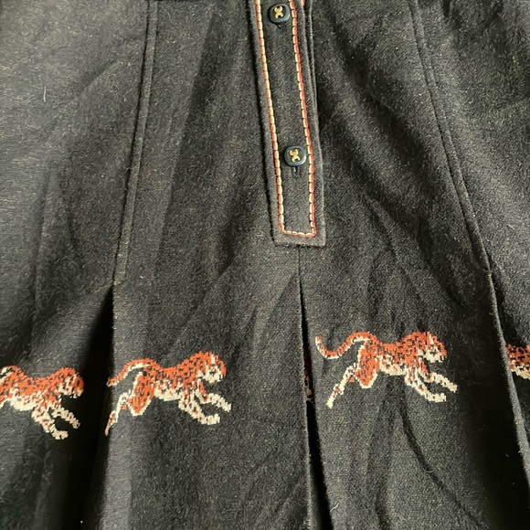 Vintage Japan black wool blend tiger print a line dress, size 2 - Picture 10 of 16